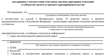 Обраец заполнения декларации смп